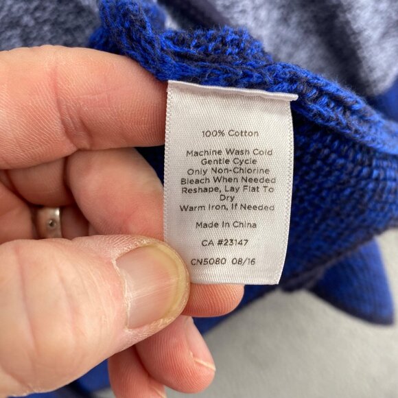 Talbots Sweater Womens Extra Large Blue Colorblock Chunky Knit Open Cardigan - Picture 6 of 9